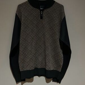 Grandpa Argyle Pullover quarter Zip Sweater Large